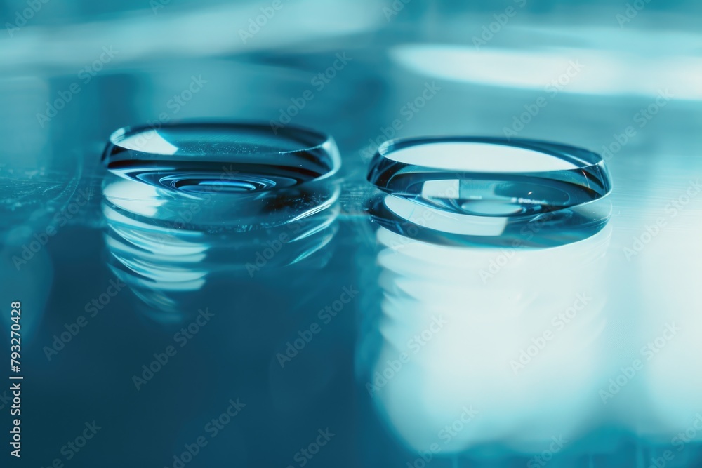 Poster two glasses placed on a table, suitable for various concepts