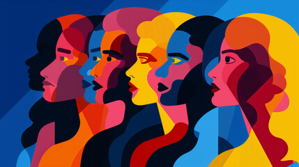 abstract silhouettes of diverse people in the style of popart