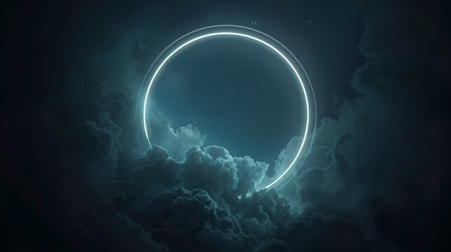 Ethereal Neon Embrace: A Spectacular High-Resolution Image of a Dark Night Sky,