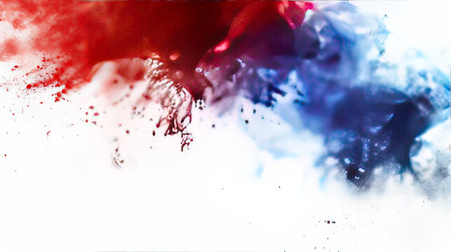 Red, White, and Blue Powder Explosion on White Background