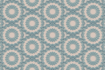 Embossed white background, ethnic cover design. Geometric ornamental openwork blue 3D pattern. Handmade tribal style. Original boho motifs of the East, Asia, India, Mexico, Aztec, Peru.