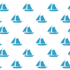 Sailboat seamless pattern, vector illustration