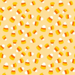 Cartoon Halloween sugar monsters seamless candy corn pattern for wrapping paper and fabrics and linens