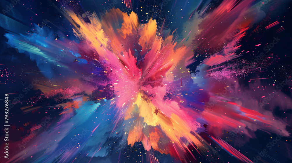 Poster abstract pop background with explosion of colors to the beat