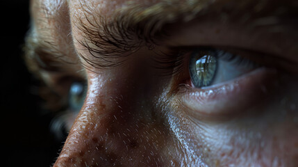   A tight shot of an individual's face with a hazy depiction of an eye