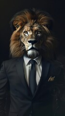 Majestic lion in suit representing leadership and power