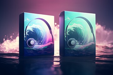 Blurry Wave Music Covers: Headphone Box Art Collection