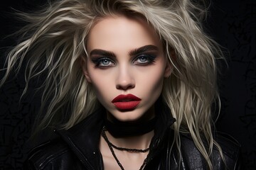 Fototapeta premium Edgy Makeup Tutorial: Bold Grunge Fashion Edits and Thumbnail Graphics
