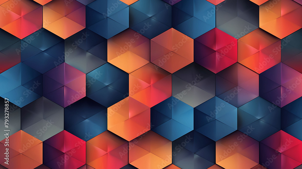 Aufkleber a colorful wall with a pattern of squares and cubes