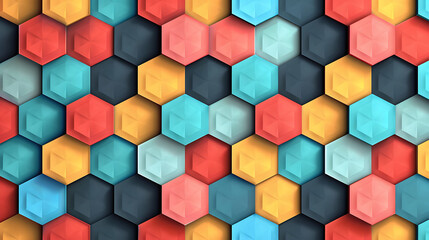 a colorful wall with a pattern of squares and cubes