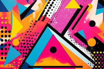Funky Colorful Geometric Dance Party Graphics for Modern Invitations