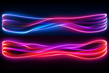 Dynamic Neon Waves: Glowing Neon Strip Banners for Streaming Service Promos