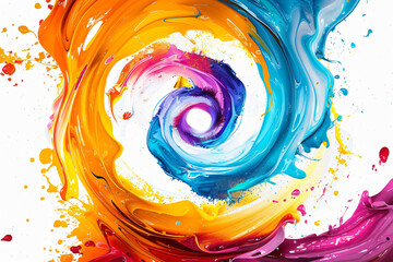 Colorful swirls of paint in the style of a cartoon, vibrant colors against a white background,...