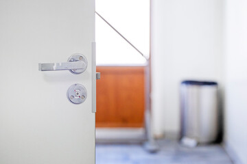 close-up of the door lock to the toilet room. Repair and reliability