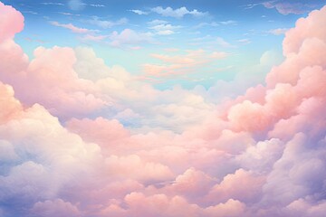 Pastel Dreamscape Textures: Fluffy Pastel Clouds on a Calm Day