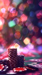 Casino chips and bokeh lights