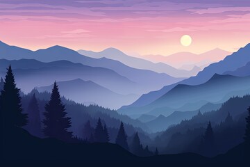 Obraz premium Serene Dusk Landscapes for Meditation Apps: Summer Haze Website Headers