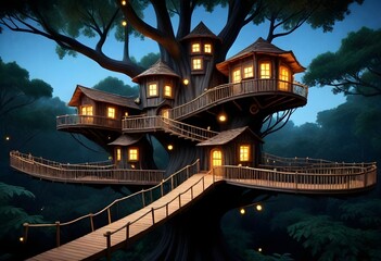 An 8k intricately designed treehouse village with  (21)