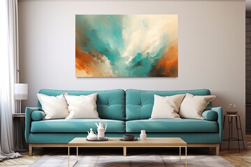 Teal Burn Abstract Art Canvas Prints for Modern Home Decor - Refreshing Elegance in Every Stroke