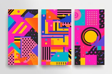 Vibrant 90s Throwback Mix: Geometric Block Party Flyer Delight