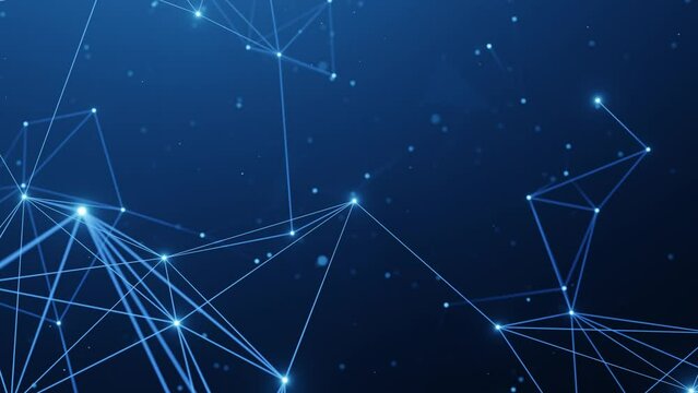 Moving throught abstract plexus network connection. Seamless loop 4K animation.