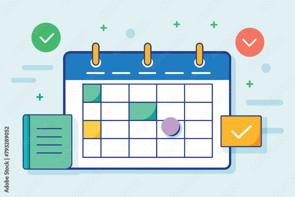 Poster a simple and minimalist calendar with a check mark indicating a scheduled sales event, set a schedul
