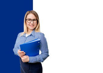 business woman with folders