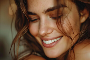 Radiant Close-up of Smiling Young Woman with Confidence. Generative AI image