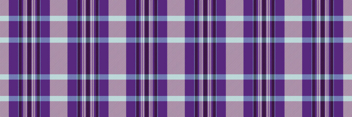 Fluffy textile check fabric, repetition tartan pattern vector. Backdrop seamless texture plaid background in violet and light colors.