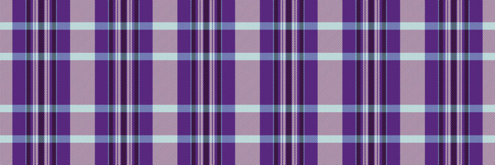 Fluffy textile check fabric, repetition tartan pattern vector. Backdrop seamless texture plaid background in violet and light colors.