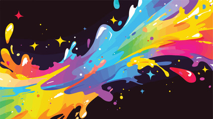 Vector Illustration of Color Paint Splashes 2d flat