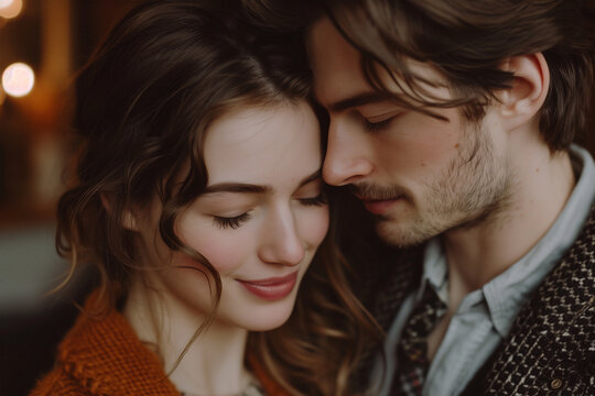 Intimate moment between a loving couple. Generative AI image