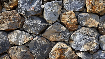 a stone wall made of large gray rocks - obrazy, fototapety, plakaty