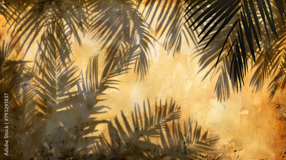 Poster textured background with shadows of palm trees
