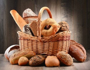 cesta con variedad de pan