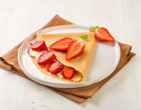 deliciosa crepa de chocolate con fresas.