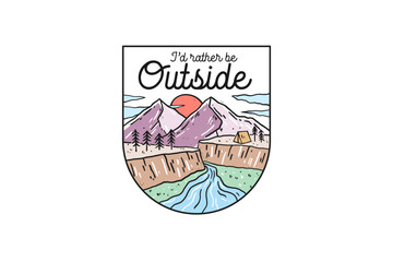 I'd rather be outside, Vintage Mountain Adventure Sublimation Design