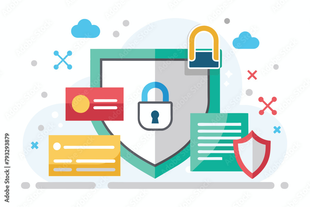 Poster a shield features a padlock with another padlock on top, symbolizing enhanced security, ssl technolo