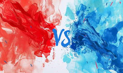 Vs logo, background banner in red vs blue, matte background, versus sport game match wallpaper with wavy colors. 