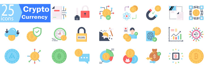 Set Vector of cryptocurrency. Isolated on white background. different editable stroke, finance, exchange. Outline blockchain icon collection