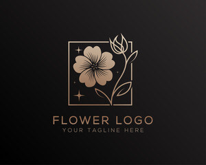 Luxury beautiful flower logo design. Creative botanical elements. Beauty spa, Fashion, Skin care and cosmetic brand Luxury vector logo.