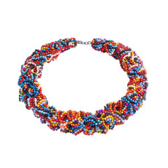 Obraz premium A stunning handmade beaded necklace stands out against a crisp transparent background beautifully showcased on transparent background