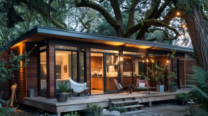 Obraz premium Small Cabin Surrounded by Forest