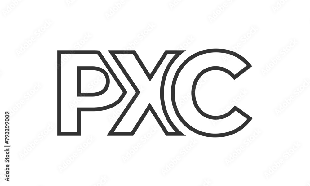 Poster PXC logo design template with strong and modern bold text. Initial based vector logotype featuring simple and minimal typography. Trendy company identity.