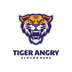 Angry Tiger Head Mascot Logo