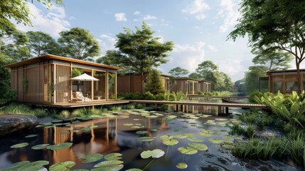 Obraz premium a House by the Pond