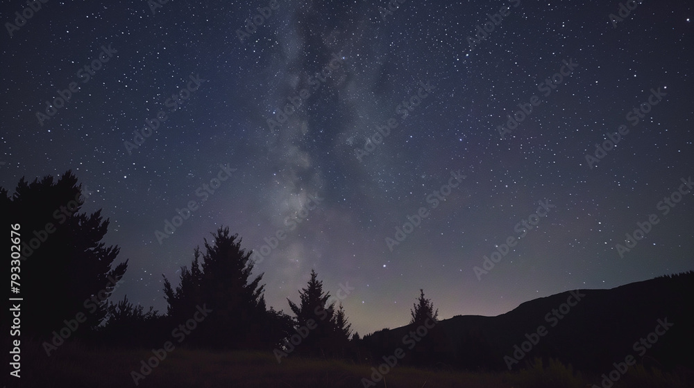 Poster a starry night sky with the milky way