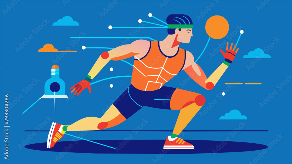 Poster in a sports competition an athlete utilizes their neural tech to optimize their performance finetuni