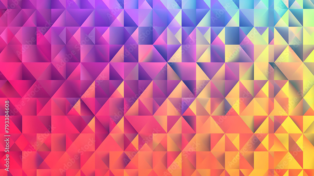 Poster a colorful wall with a pattern of squares and triangles
