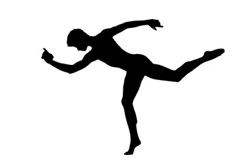 Fototapeta na wymiar black vector image silhouette modern muscular body exercises, beauty, bodybuilding body line art. For use as a brochure template or for use in web design.